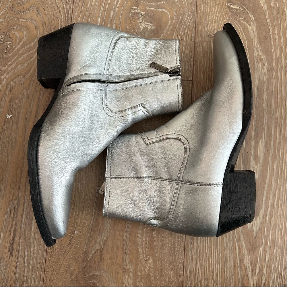 Saint Laurent Silver Western Boot